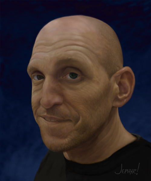 Digital Painting "Whataburger Guy Portrait" - Copyright, 2016, Jephyr